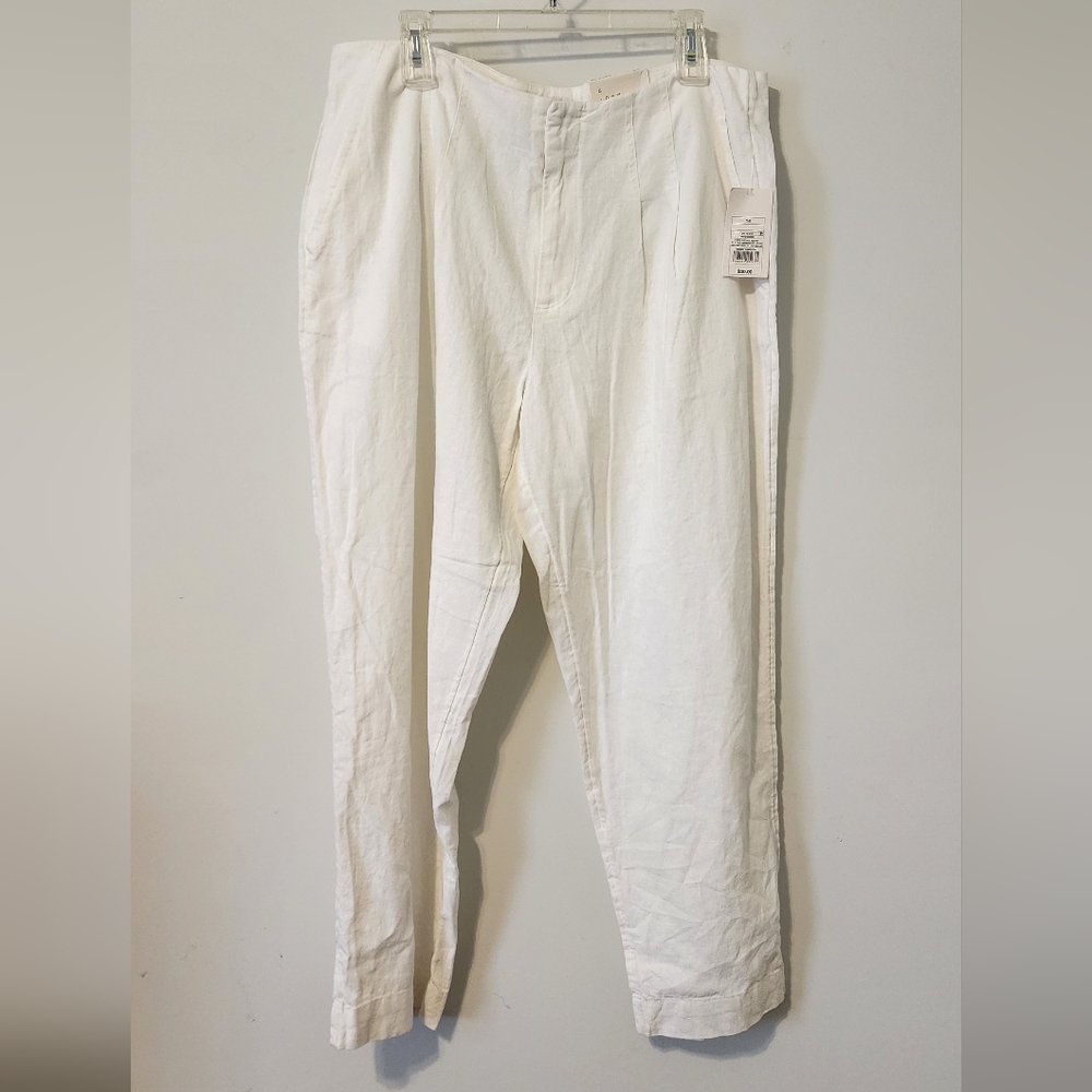 Womans White Linen Pants Tapered Leg Size 14 R A New Day